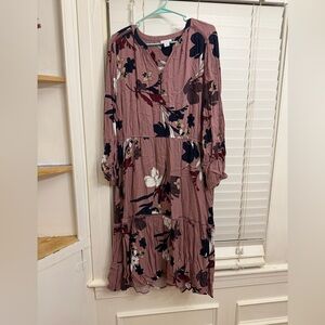 Liz Claiborne Mauve Floral Midi Dress
